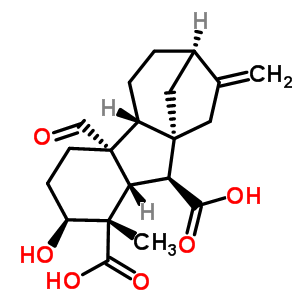 (1R,2s,3s,4s,5s,8r,9r,12r)-8-formyl-5-hydroxy-4-methyl-13-methylidenetetracyclo[10.2.1.0(1,9).0(3,8)]pentadecane-2,4-dicarboxylic acid Structure,38076-57-2Structure