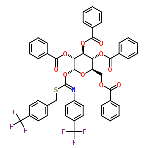 2,3,4,6-四-O-苯甲酰基-1-O-[(Z)-{[4-(三氟甲基)芐基]硫基}{[4-(三氟甲基)苯基]亞氨基}甲基]-alpha-D-吡喃葡萄糖結(jié)構(gòu)式_428816-48-2結(jié)構(gòu)式