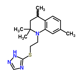 Quinoline,1,2,3,4-tetrahydro-2,2,4,7-tetramethyl-1-[2-(1h-1,2,4-triazol-5-ylthio)ethyl]- Structure,42986-92-5Structure