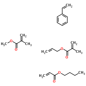 2-甲基-2-丙烯酸甲酯與 2-丙烯酸丁酯, 苯乙烯和 2-丙烯基 2-甲基-2-丙烯酸酯聚合物結(jié)構(gòu)式_51252-07-4結(jié)構(gòu)式