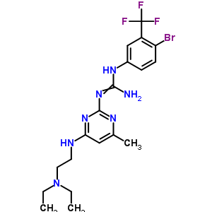 1-[4-溴-3-(三氟甲基)苯基]-2-[4-(2-二乙基氨基乙基氨基)-6-甲基-嘧啶-2-基]胍結(jié)構(gòu)式_51387-58-7結(jié)構(gòu)式