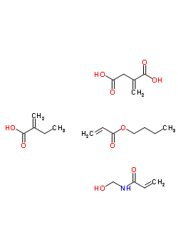 亞甲基丁二酸與 2-丙烯酸丁酯, 2-丙烯酸乙酯和 N-(羥基甲基)-2-丙烯酰胺聚合物結(jié)構(gòu)式_51999-23-6結(jié)構(gòu)式