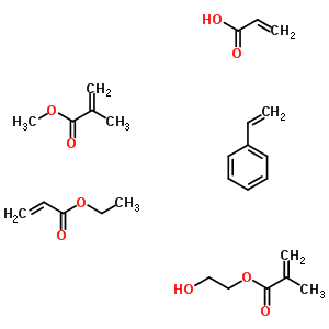 2-甲基-2-丙烯酸 2-羥基乙基酯與苯乙烯, 2-丙烯酸乙酯, 2-甲基-2-丙烯酸甲酯和 2-丙烯酸聚合物結(jié)構(gòu)式_52030-79-2結(jié)構(gòu)式