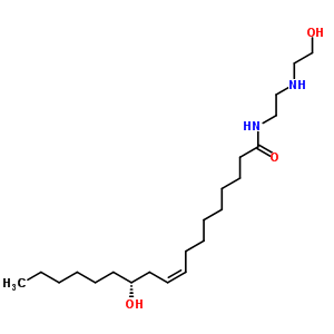 (9Z,12r)-12-羥基-n-[2-[(2-羥基乙基)氨基]乙基]-9-十八酰胺結(jié)構(gòu)式_52206-49-2結(jié)構(gòu)式