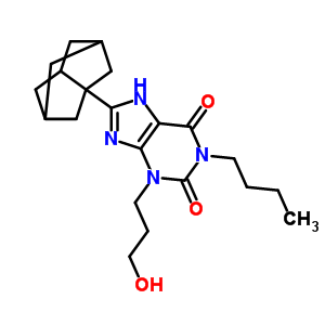 1-丁基-3-(3-羥基丙基)-8-(三環(huán)[3.3.1.0<sup>3,7</sup>]壬-3-基)-3,7-二氫-1H-嘌呤-2,6-二酮結(jié)構(gòu)式_524944-72-7結(jié)構(gòu)式