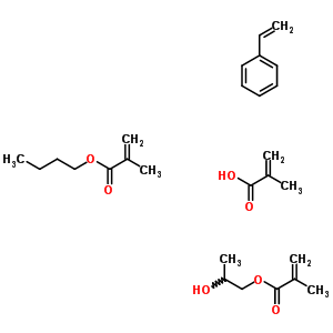 2-甲基-2-丙烯酸與 2-甲基-2-丙烯酸丁酯, 2-丙烯酸丁酯, 苯乙烯和 1,2-丙二醇單(2-甲基-2-丙烯酸酯)聚合物結(jié)構(gòu)式_52738-34-8結(jié)構(gòu)式