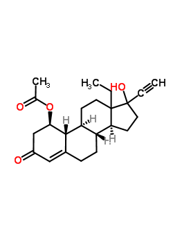 (1b,17a)-1-(乙酰氧基)-13-乙基-17-羥基-18,19-二去甲孕甾-4-烯-20-炔-3-酮結(jié)構(gòu)式_53020-96-5結(jié)構(gòu)式