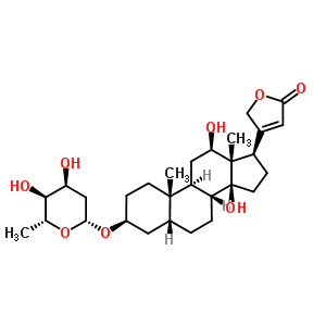 4-[(3S,5r,8r,9s,10s,12r,13s,14s,17r)-3-[(2r,4s,5s,6r)-4,5-dihydroxy-6-methyloxan-2-yl]oxy-12,14-dihydroxy-10,13-dimethyl-1,2,3,4,5,6,7,8,9,11,12,15,16,17-tetradecahydrocyclopenta[a]phenanthren-17-yl]- Structure,5352-63-6Structure