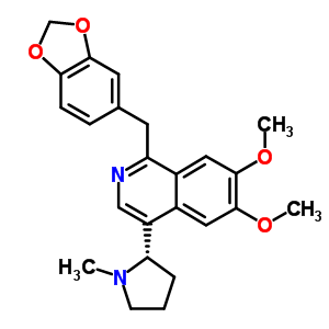 1-(1,3-苯并二氧雜環(huán)戊烯l-5-甲基)-6,7-二甲氧基-4-[(2s)-1-甲基吡咯烷-2-基]異喹啉結(jié)構(gòu)式_53912-94-0結(jié)構(gòu)式