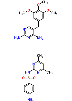 4-氨基-N-(4,6-二甲基-2-嘧啶基)苯磺酰胺與 5-((3,4,5-三甲氧基苯基)甲基)-2,4-嘧啶二胺混合物結(jié)構(gòu)式_54242-79-4結(jié)構(gòu)式