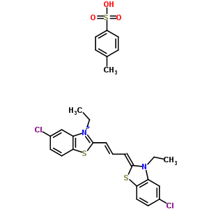 5-氯-2-(3-(5-氯-3-乙基-2(3H)-苯并噻唑亞基)-1-丙烯基)-3-乙基-苯并噻唑鎓 4-甲基苯磺酸鹽 (1:1)結(jié)構(gòu)式_54350-28-6結(jié)構(gòu)式