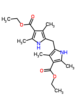 5-[(4-乙氧基羰基-3,5-二甲基-1H-吡咯-2-基)甲基]-2,4-二甲基-1H-吡咯-3-羧酸乙酯結(jié)構(gòu)式_5442-92-2結(jié)構(gòu)式