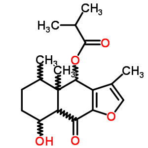 [(4S)-4,4a,5,6,7,8,8aalpha,9-八氫-8alpha-羥基-3,4abeta,5-三甲基-9-氧代萘并[2,3-b]呋喃-4beta-基] 2-甲基丙酸酯結(jié)構(gòu)式_55050-48-1結(jié)構(gòu)式