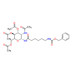 2-乙酰氨基-2-脫氧-3,4,6-三-O-乙酰基-N[N-(芐氧羰基)-epsilon-氨基己酰]-beta-D-吡喃葡萄糖基胺結(jié)構(gòu)式_56146-88-4結(jié)構(gòu)式