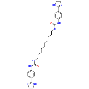 3-[4-(4,5-二氫-1H-咪唑-2-基)苯基]-1-[10-[[4-(4,5-二氫-1H-咪唑-2-基)苯基]氨基甲酰氨基]癸基]脲結(jié)構(gòu)式_5737-48-4結(jié)構(gòu)式