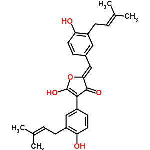 4-羥基-3-[4-羥基-3-(3-甲基-2-丁烯)苯基]-5-[(z)-[4-羥基-3-(3-甲基-2-丁烯)苯基]亞甲基]-2(5h)-呋喃酮結(jié)構(gòu)式_57744-69-1結(jié)構(gòu)式