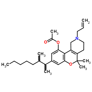 1,2,3,4-四氫-5,5-二甲基-8-(1,2-二甲基庚基)-10-乙?；趸?2-(2-丙烯基)-5H-[1]苯并吡喃并[4,3-c]吡啶結構式_58019-92-4結構式