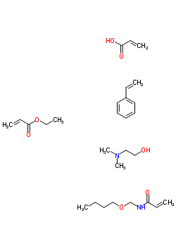 2-丙烯酸與 N-(丁氧基甲基)-2-丙烯酰胺, 苯乙烯和 2-丙烯酸乙酯化合物與 2-(二甲基氨基)乙醇聚合物結(jié)構(gòu)式_58067-89-3結(jié)構(gòu)式