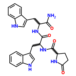 N-[1-[[1-氨基甲酰-2-(1H-吲哚-3-基)乙基]氨基甲酰]-2-(1H-吲哚-3-基)乙基]-5-氧代-吡咯烷-2-羧酰胺結(jié)構(gòu)式_59005-80-0結(jié)構(gòu)式