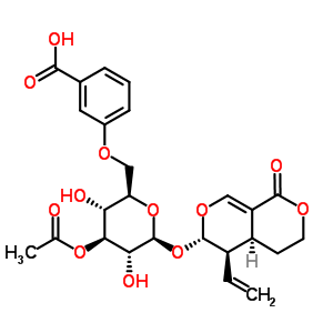 [(4aS)-4,4aα,5,6-四氫-5β-乙烯-1-氧代-1H,3H-吡喃并[3,4-c]吡喃-6α-基]3-O-乙酰基-2-O-(3-羥基苯甲?；?-β-D-吡喃葡萄糖苷結構式_59193-73-6結構式