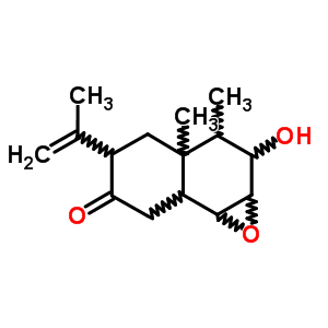 (1aR)-1abeta,3,3a,4,5,7bbeta-六氫-2alpha-羥基-5beta-異丙烯基-3alpha,3aalpha-二甲基萘并[1,2-b]環(huán)氧乙烯-6(2H)-酮結(jié)構(gòu)式_60048-73-9結(jié)構(gòu)式