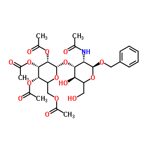 芐基2-乙酰氨基-2-脫氧-3-O-(2,3,4,6-四-O-乙?；?beta-D-吡喃半乳糖基)-alpha-D-吡喃葡萄糖苷結(jié)構(gòu)式_60831-31-4結(jié)構(gòu)式