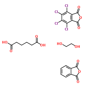 己二酸與 1,2-乙二醇, 1,3-異苯并呋喃二酮和 4,5,6,7-四氯-1,3-異苯并呋喃二酮的聚合物結(jié)構(gòu)式_61630-89-5結(jié)構(gòu)式