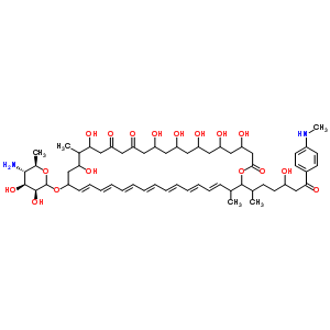 (23E,25e,27e,29e,31e,33e,35e)-22-[(3s,4s,5s,6r)-5-amino-3,4-dihydroxy-6-methyl-tetrahydropyran-2-yl]oxy-4,6,8,10,12,18,20-heptahydroxy-38-[4-hydroxy-1-methyl-6-(4-methylaminophenyl)-6-oxo-hexyl]-19,37 Structure,62327-61-1Structure