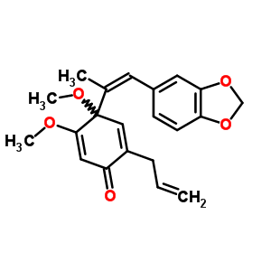 4-[(Z)-2-(1,3-苯并二氧雜環(huán)戊烯l-5-基)-1-甲基乙烯基]-4,5-二甲氧基-2-(2-丙烯基)-2,5-環(huán)己二烯-1-酮結(jié)構(gòu)式_62532-61-0結(jié)構(gòu)式