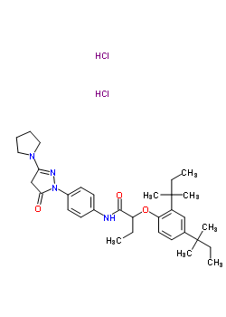 2-[2,4-雙(叔戊基)苯氧基]-N-[4-[4,5-二氫-5-氧代-3-(1-吡咯烷)-1H-吡唑-1-基]苯基]丁酰胺雙鹽酸鹽結(jié)構(gòu)式_63059-49-4結(jié)構(gòu)式