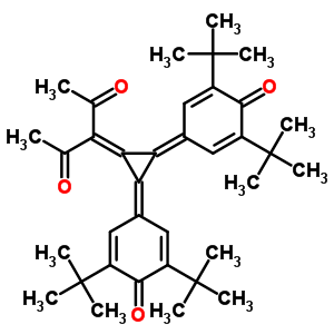 3-[2,3-二[3,5-二(1,1-二甲基乙基)-4-氧代-2,5-環(huán)己二烯-1-亞基]環(huán)丙亞基]-2,4-戊烷二酮結(jié)構(gòu)式_63165-91-3結(jié)構(gòu)式