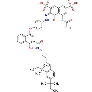 5-(乙?；被?-3-[[4-[[3-[[[4-[2,4-雙(叔戊基)苯氧基]丁基]氨基]羰基]-4-羥基-1-萘]氧基]苯基]氮雜]-4-羥基萘-2,7-二磺酸結(jié)構(gòu)式_63217-28-7結(jié)構(gòu)式