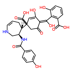 4-(2-羧基-6-羥基苯甲?；?-3,5-二羥基-苯甲酸 (3R,4R)-六氫-3-[(4-羥基苯甲酰基)氨基]-1H-氮雜卓-4-基酯結(jié)構(gòu)式_63590-19-2結(jié)構(gòu)式