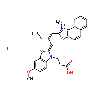 2-[2-[[3-(2-羧基乙基)-6-甲氧基-3H-苯并噻唑-2-亞基]甲基]-1-丁烯基]-1-甲基萘并[1,2-d]噻唑鎓碘化物結(jié)構(gòu)式_63870-55-3結(jié)構(gòu)式