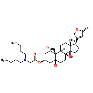 3beta-[(二丁基氨基乙?；?氧基]-5,14-二羥基-19-氧代-5beta-心甾-20(22)-烯內(nèi)酯結(jié)構(gòu)式_64011-27-4結(jié)構(gòu)式