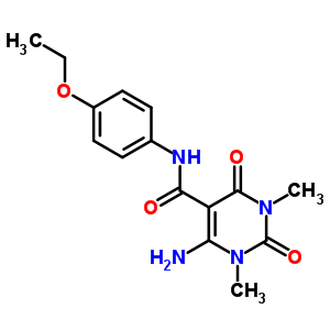 6-氨基-N-(4-乙氧基苯基)-1,2,3,4-四氫-1,3-二甲基-2,4-二氧代-5-嘧啶羧酰胺結(jié)構(gòu)式_64467-24-9結(jié)構(gòu)式