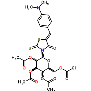 4-Thiazolidinone,5-[[4-(dimethylamino)phenyl]methylene]-3-(2,3,4,6-tetra-o-acetyl-b-d-glucopyranosyl)-2-thioxo- Structure,65562-21-2Structure