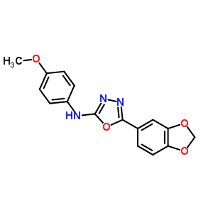 5-Benzo[1,3]dioxol-5-yl-n-(4-methoxyphenyl)-1,3,4-oxadiazol-2-amine Structure,67829-27-0Structure