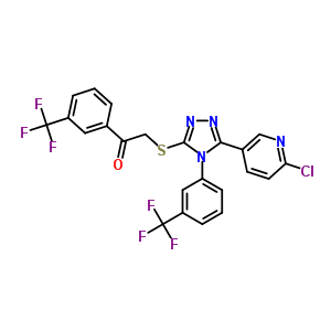 2-((5-(6-氯-3-吡啶)-4-[3-(三氟甲基)苯基]-4H-1,2,4-噻唑-3-基)硫代)-1-[3-(三氟甲基)苯基]-1-乙酮結(jié)構(gòu)式_680217-03-2結(jié)構(gòu)式