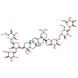 3-O-d-glucopyranosyl( 1→4)- [ l-rhamnopyranosyl(1→2)]-l-arabinopyranosyl 23-hydroxyl lup-20(29)-en-28-oic acid ╟ 28-o-rhamnopyranosyl(1→4)glucopyranosyl(1→6)glucopyranoside Structure,68027-14-5Structure