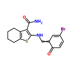 2-[[(5-溴-2-羥基苯基)亞甲基]氨基]-4,5,6,7-四氫-苯并[b]噻吩-3-羧酰胺結(jié)構(gòu)式_69438-18-2結(jié)構(gòu)式