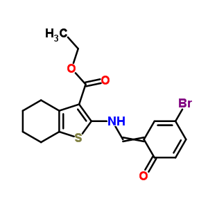 2-[[(5-溴-2-羥基苯基)亞甲基]氨基]-4,5,6,7-四氫-苯并[b]噻吩-3-羧酸乙酯結(jié)構(gòu)式_69459-58-1結(jié)構(gòu)式