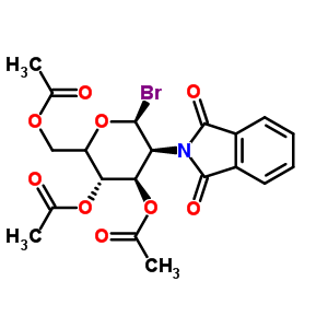 溴2-脫氧-2-N-鄰苯二甲酰亞胺基-3,4,6-三-O-乙?；?alpha,beta-D-吡喃葡萄糖苷結(jié)構(gòu)式_70831-94-6結(jié)構(gòu)式