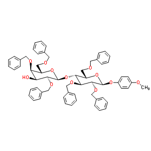 4-甲氧基苯基 4-O-(2,4,6-三-O-芐基-beta-D-吡喃半乳糖基)-2,3,6-三-O-芐基-beta-D-吡喃葡萄糖苷結(jié)構(gòu)式_717132-49-5結(jié)構(gòu)式