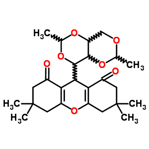 9-(2,6-二甲基四氫[1,3]二噁英并[5,4-d][1,3]二噁英-4-基)-3,3,6,6-四甲基-3,4,5,6,7,9-六氫-1H-氧雜蒽-1,8(2H)-二酮結構式_7512-02-9結構式