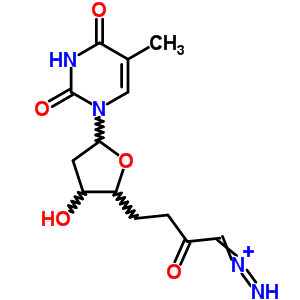 2,4(1H,3h)-pyrimidinedione,1-[(2r,4s,5r)-5-(4-diazo-3-oxobutyl)tetrahydro-4-hydroxy-2-furanyl]-5-methyl- Structure,75863-54-6Structure