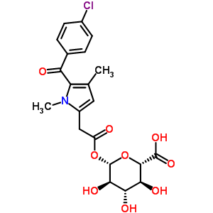 (2S,3S,4S,5R,6S)-6-[2-[5-(4-氯苯甲酰基)-1,4-二甲基吡咯-2-基]乙?；鵠氧基-3,4,5-三羥基四氫吡喃-2-羧酸結(jié)構(gòu)式_75871-31-7結(jié)構(gòu)式