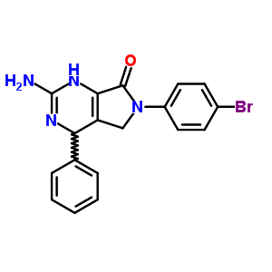 7H-pyrrolo[3,4-d]pyrimidin-7-one,2-amino-6-(4-bromophenyl)-1,4,5,6-tetrahydro-4-phenyl- Structure,76628-96-1Structure