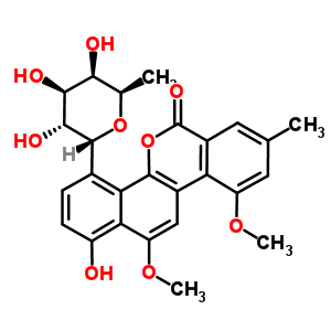 1-Hydroxy-10,12-dimethoxy-8-methyl-4-[(2r,3r,4s,5r,6r)-3,4,5-trihydroxy-6-methyloxan-2-yl]naphtho[1,2-c]isochromen-6-one Structure,77879-89-1Structure