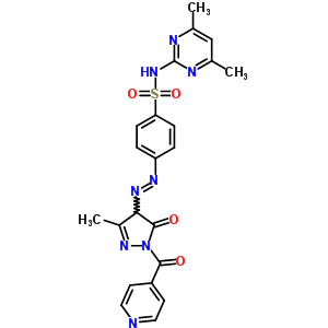 N-(4,6-二甲基嘧啶-2-基)-4-[[3-甲基-5-氧代-1-(吡啶-4-羰基)-4H-吡唑-4-基]二氮雜烯]苯磺酰胺結(jié)構(gòu)式_78503-92-1結(jié)構(gòu)式